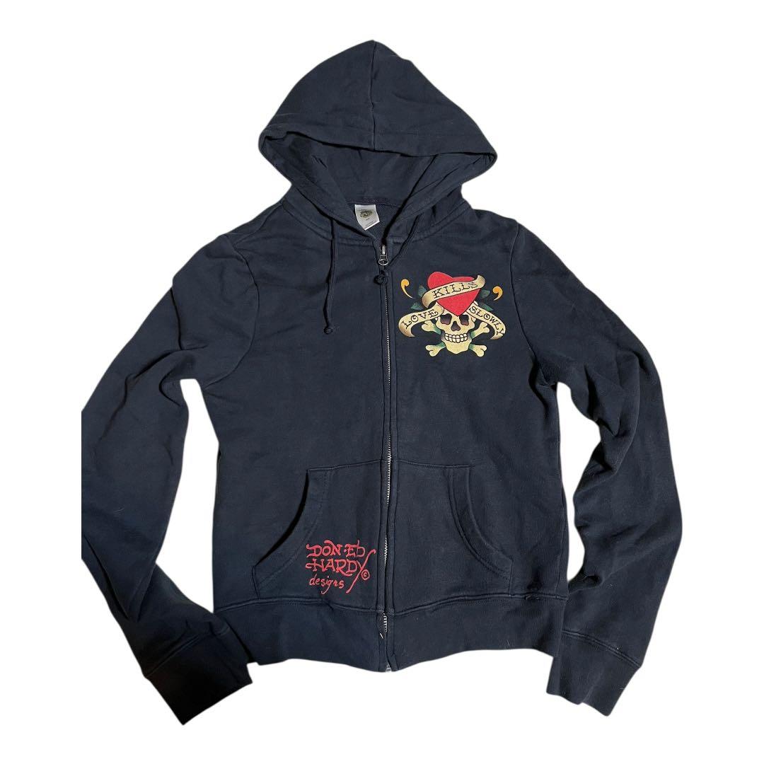 Don Ed Hardy スカルプリント パーカー
