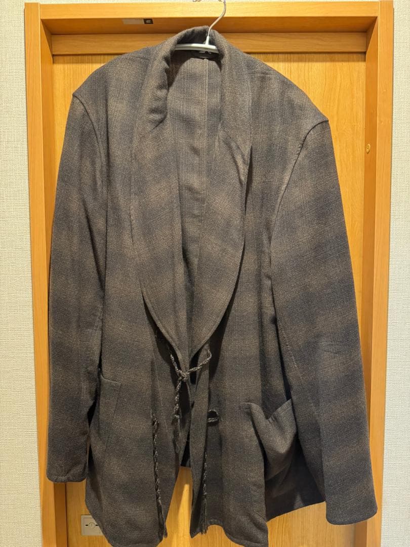 COMOLI　ウールチェックショールカラージャケット