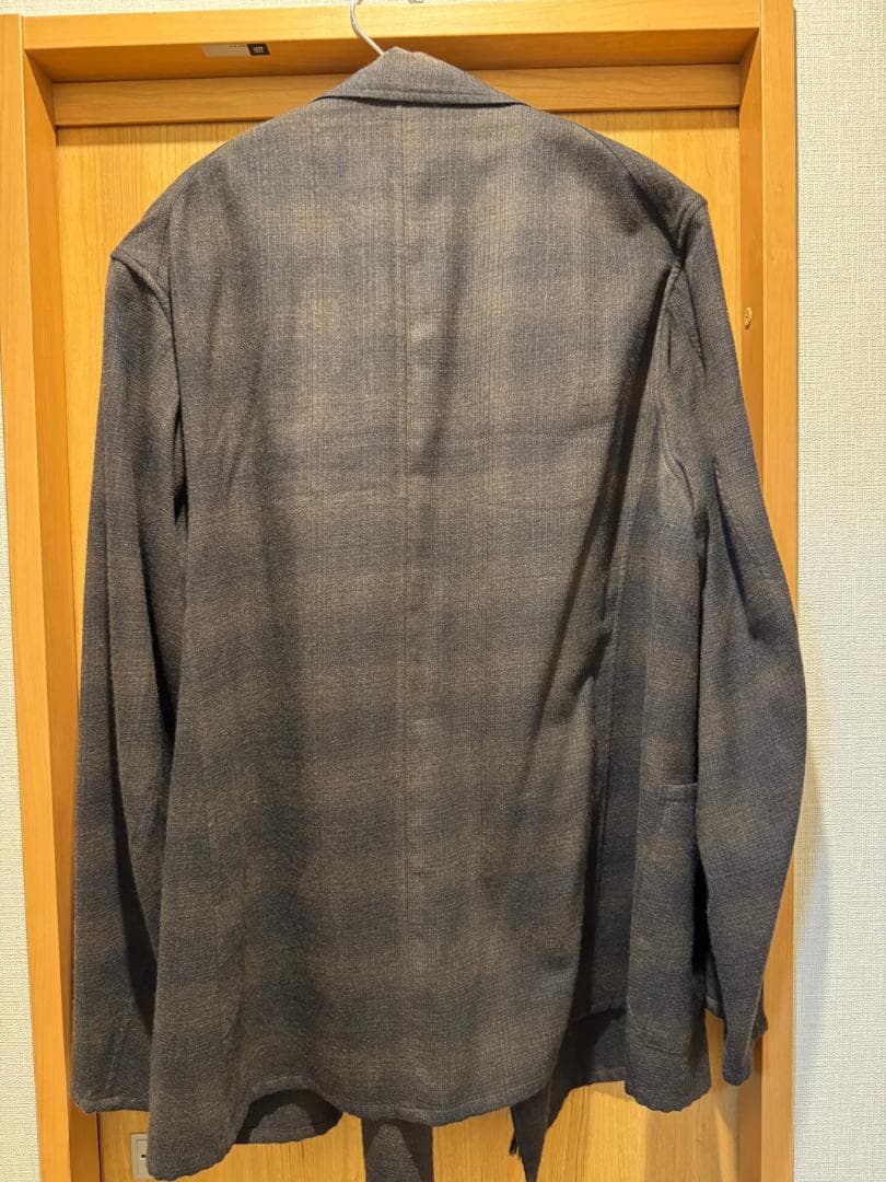 COMOLI　ウールチェックショールカラージャケット