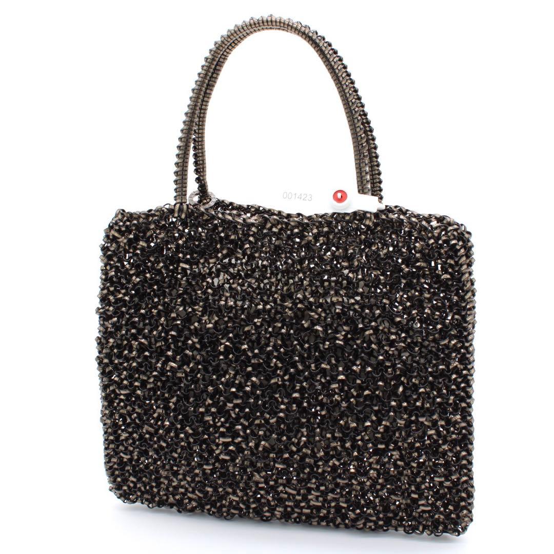 【極美品】ANTEPRIMA ワイヤー ハンドバッグ ブラック フラワーモチーフ