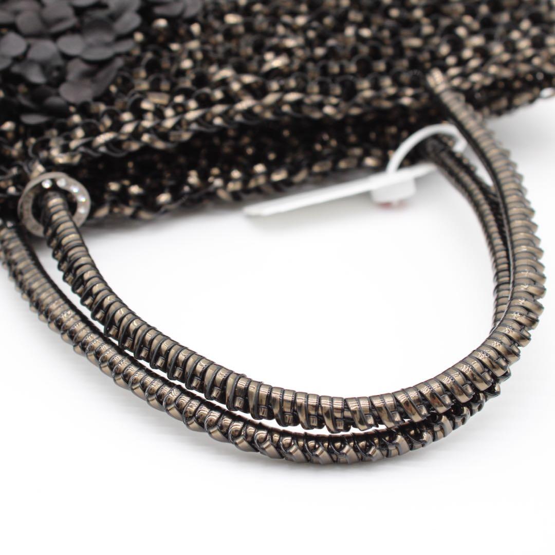 【極美品】ANTEPRIMA ワイヤー ハンドバッグ ブラック フラワーモチーフ