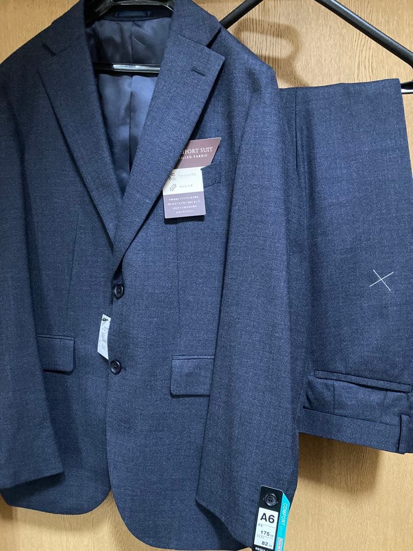 【新品未使用】ダークブルーミルド生地コンフォートビジネススーツ 94 A6