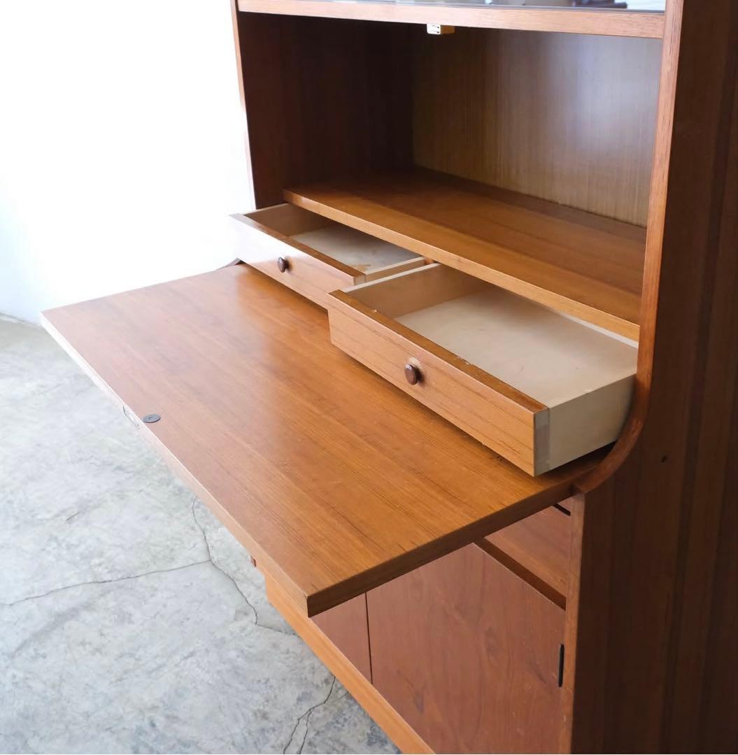 チーク ライティングビューロー/ガラスキャビネット