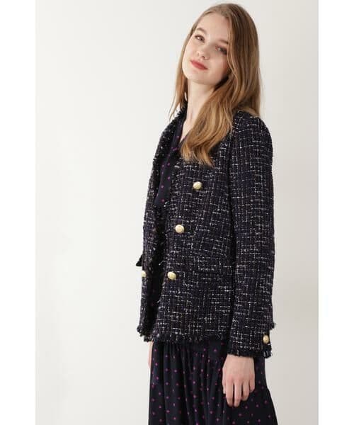 ダブルボタンツイードジャケット