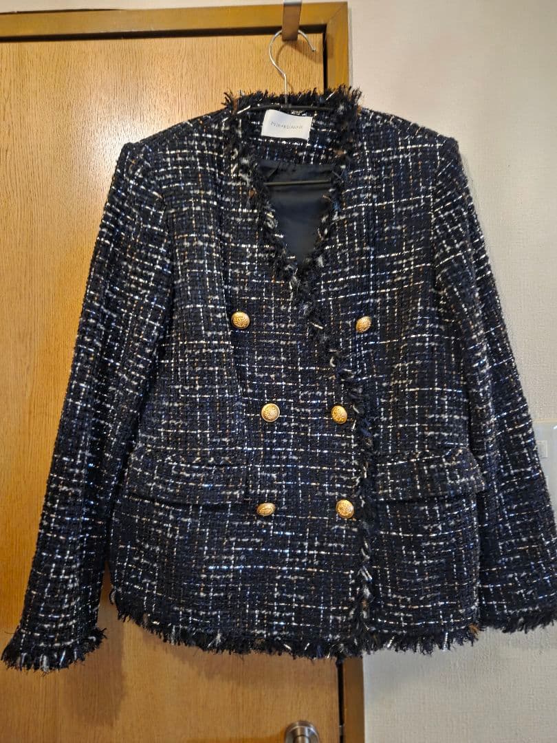 ダブルボタンツイードジャケット