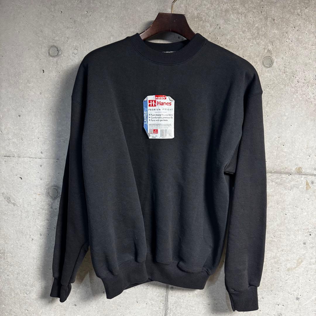 新品Hanes PREMIUM WEIGHT OVYヘインズブラックスウェットL