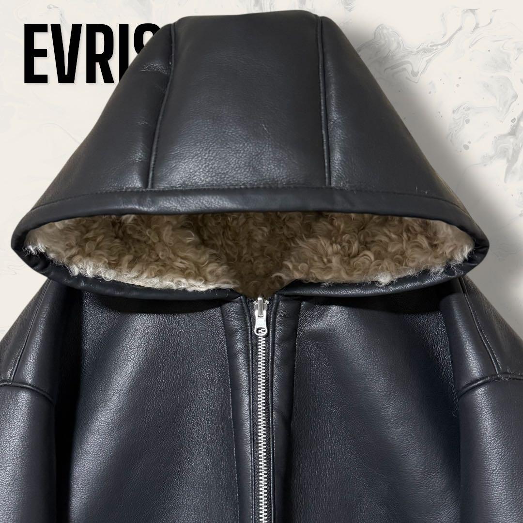 【未使用】 EVRIS 2way リバーシブル フード ボア ブルゾン