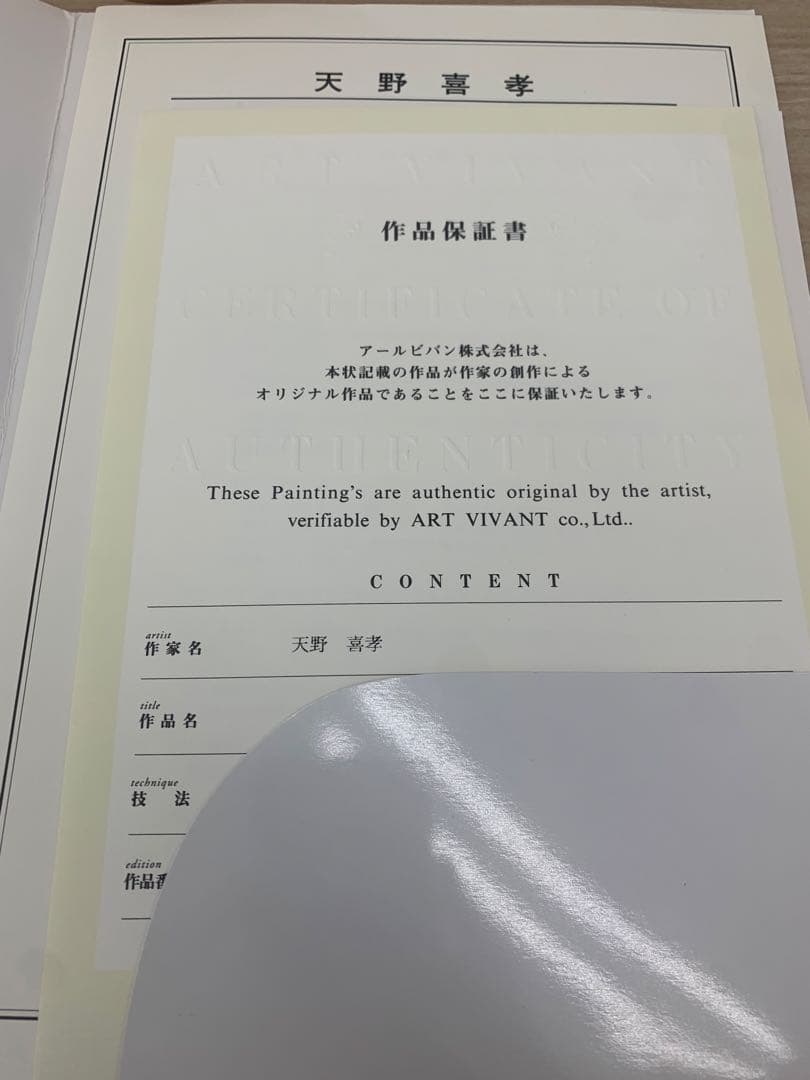 天野喜孝　 作品保証書有　版画　ノクターン　リトグラフ　120✖️85特大サイズ