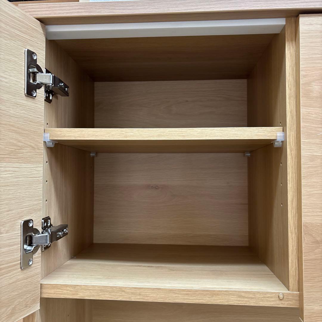 4/25まで掲載 ナチュラルウッド 食器棚 可動棚 収納力