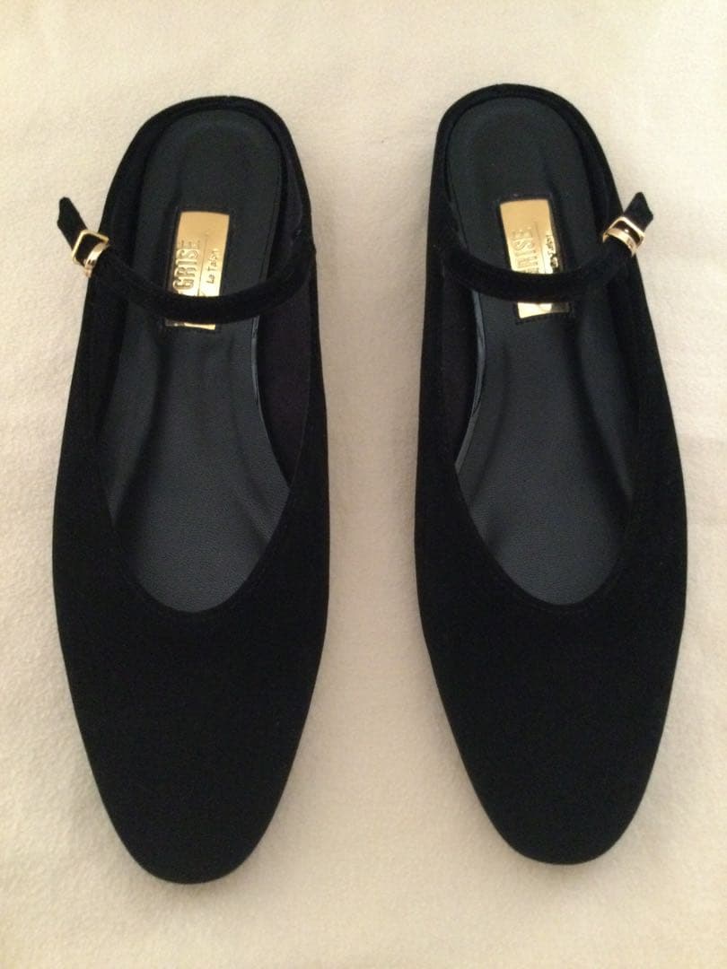 GRISE ラウンド　ストラップ　ミュール 黒　25cm