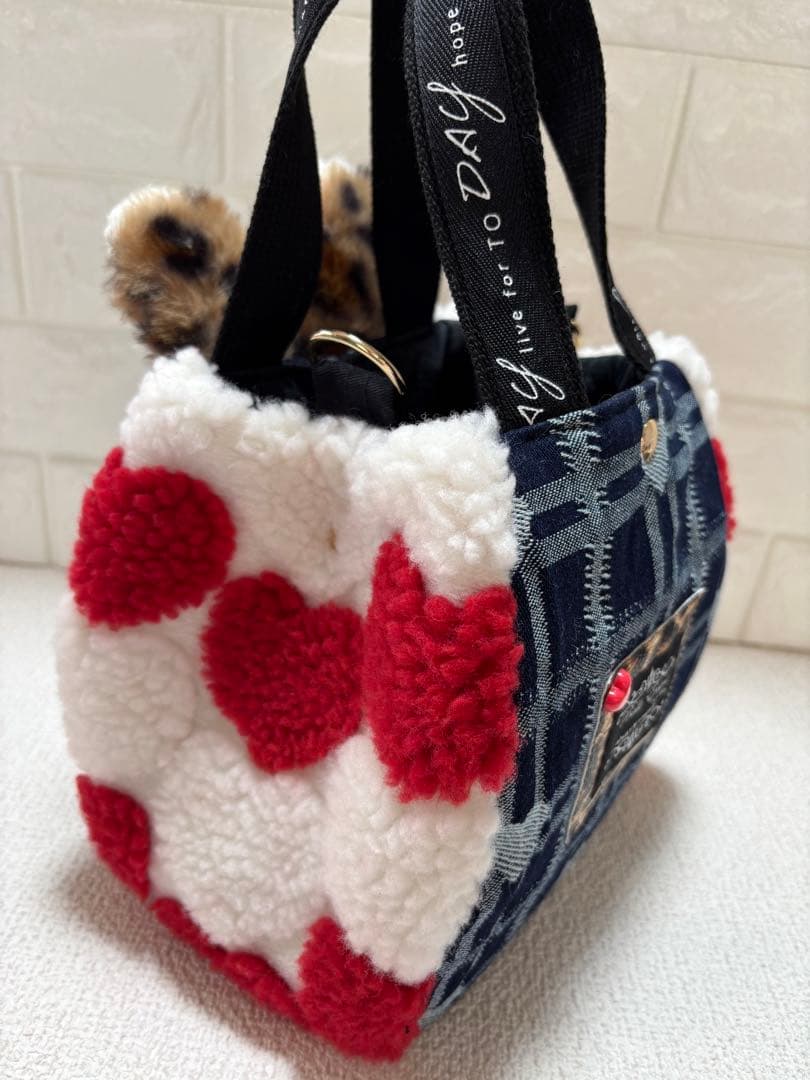 さ*ー様 コヤンイサムチョン　ハンドメイド　ハートボアバッグ　赤　ヒョウ柄うさち