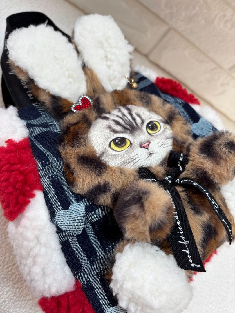 さ*ー様 コヤンイサムチョン　ハンドメイド　ハートボアバッグ　赤　ヒョウ柄うさち