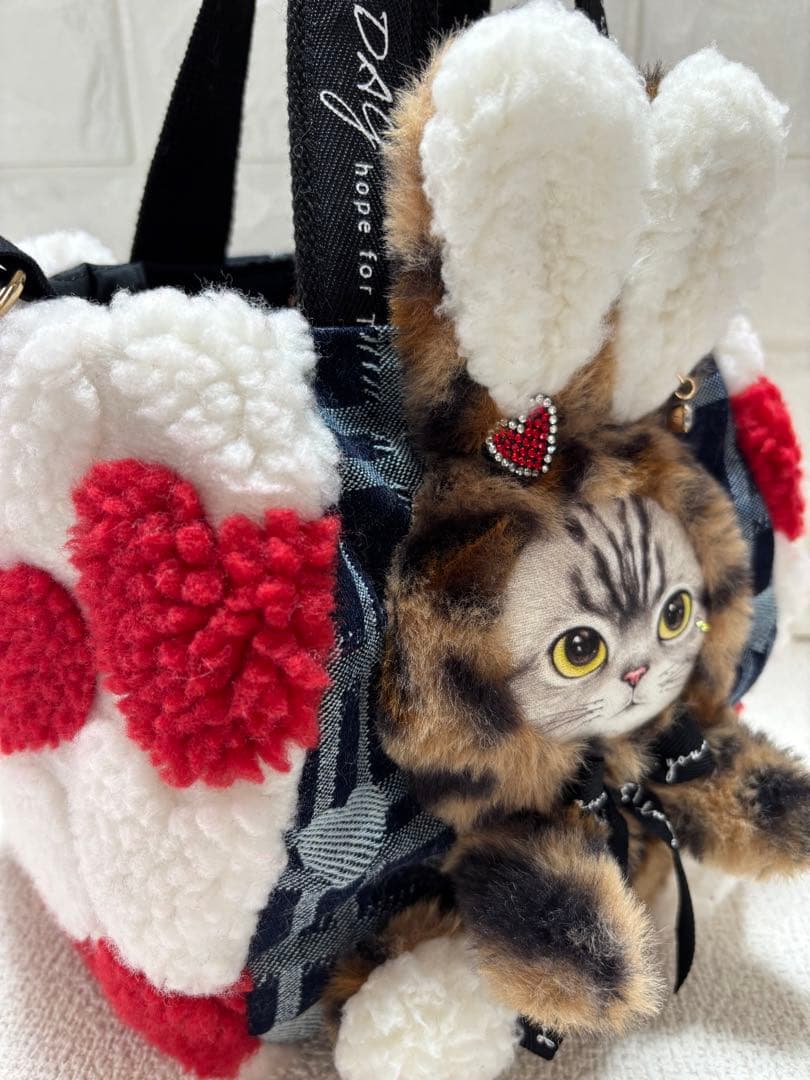 さ*ー様 コヤンイサムチョン　ハンドメイド　ハートボアバッグ　赤　ヒョウ柄うさち