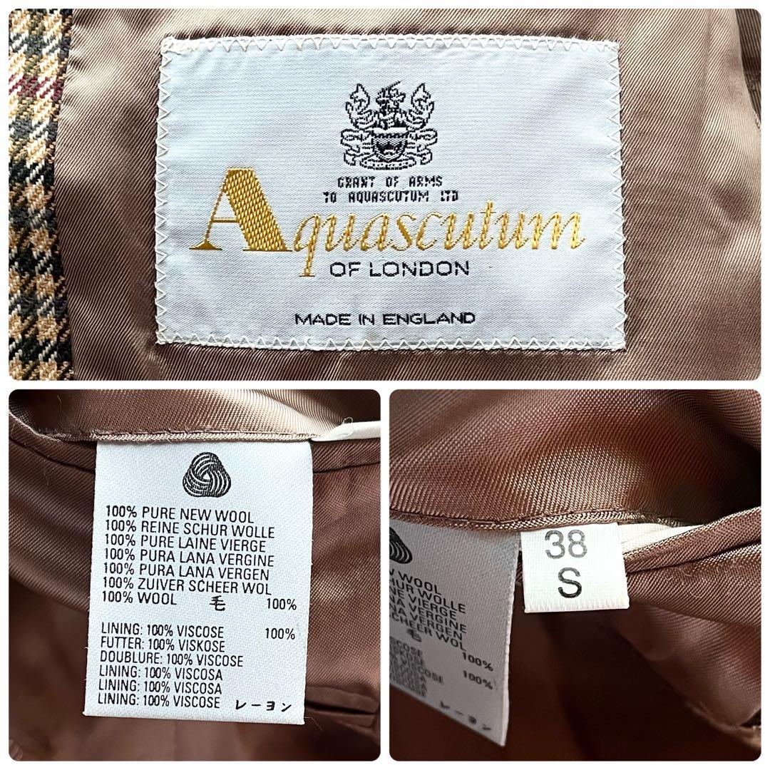 極美品☆アクアスキュータム テーラードジャケット M ガンクラブチェック 英国製