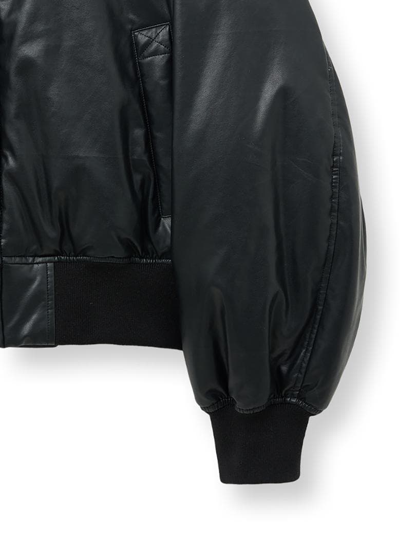 Matin Kim FAUX LEATHER DOWN JUMPER 黒　韓国