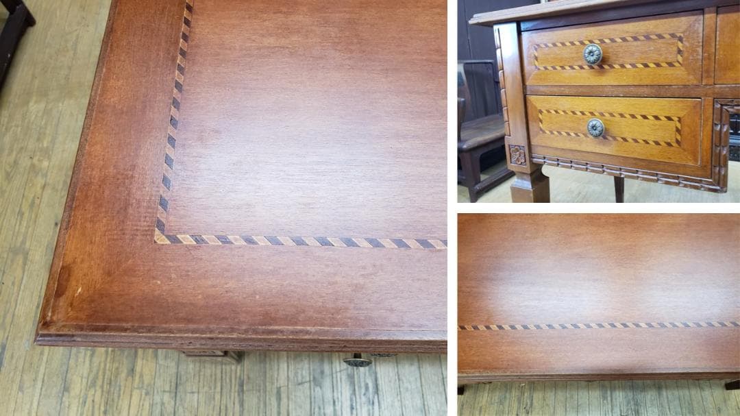 D50　アンティーク　イタリア製　象嵌　書斎机