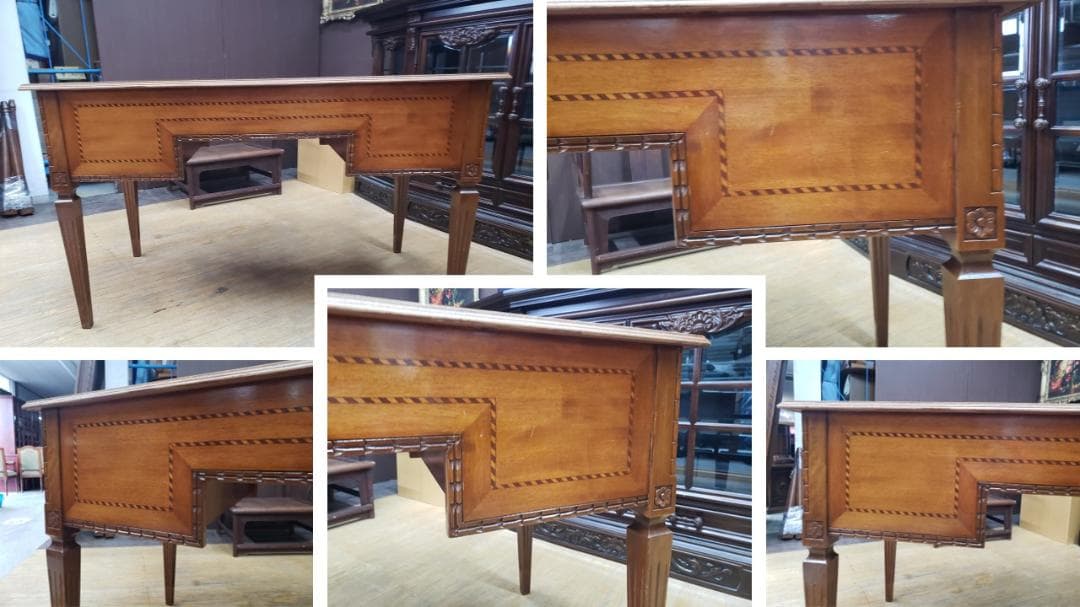 D50　アンティーク　イタリア製　象嵌　書斎机