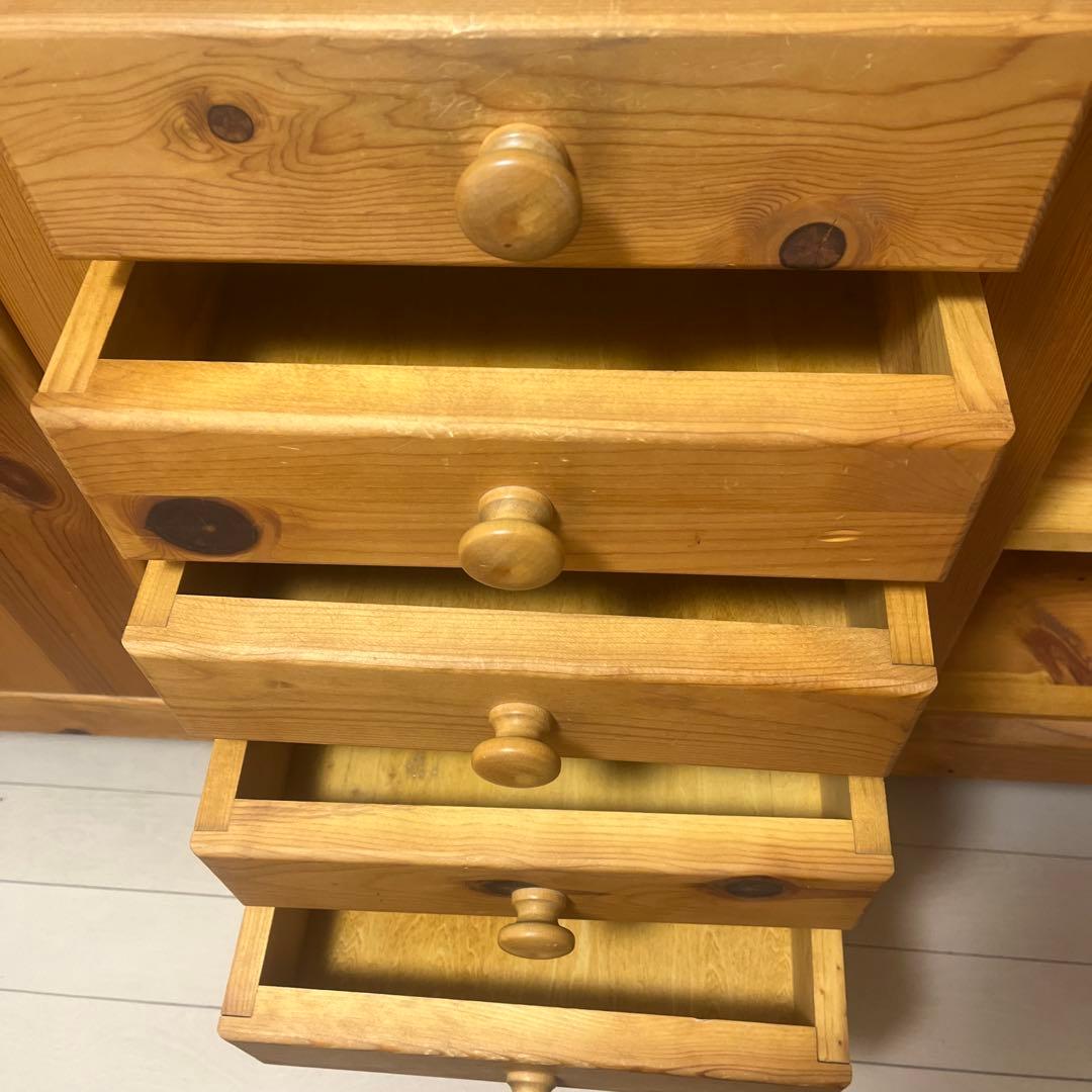 木製チェスト 彫刻　アンファン　カントリー　チェスト　天然木