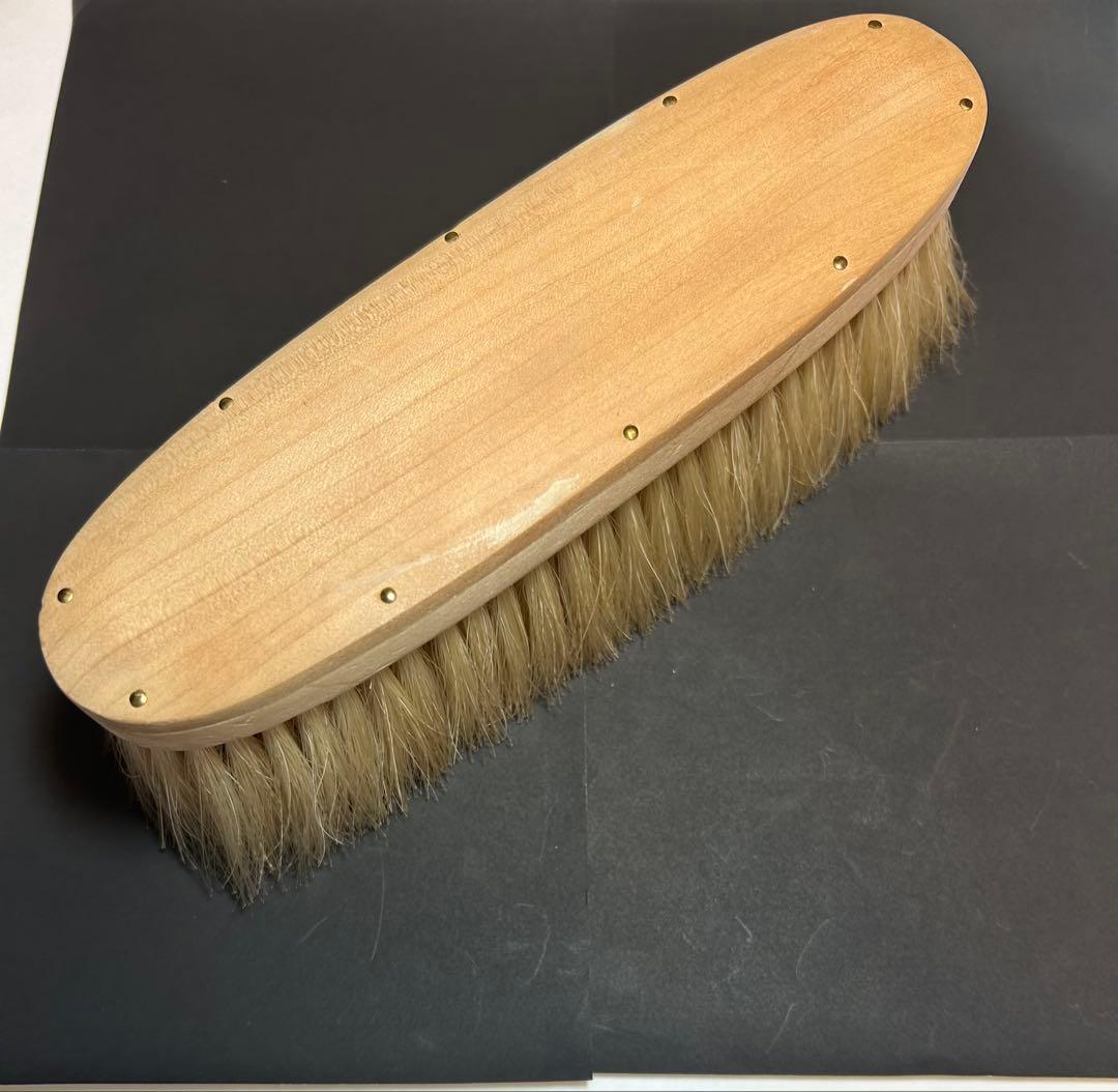 美品　ブラシの平野　洋服ブラシ　手植え水雷型　馬毛100%