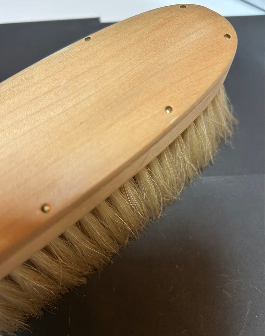 美品　ブラシの平野　洋服ブラシ　手植え水雷型　馬毛100%