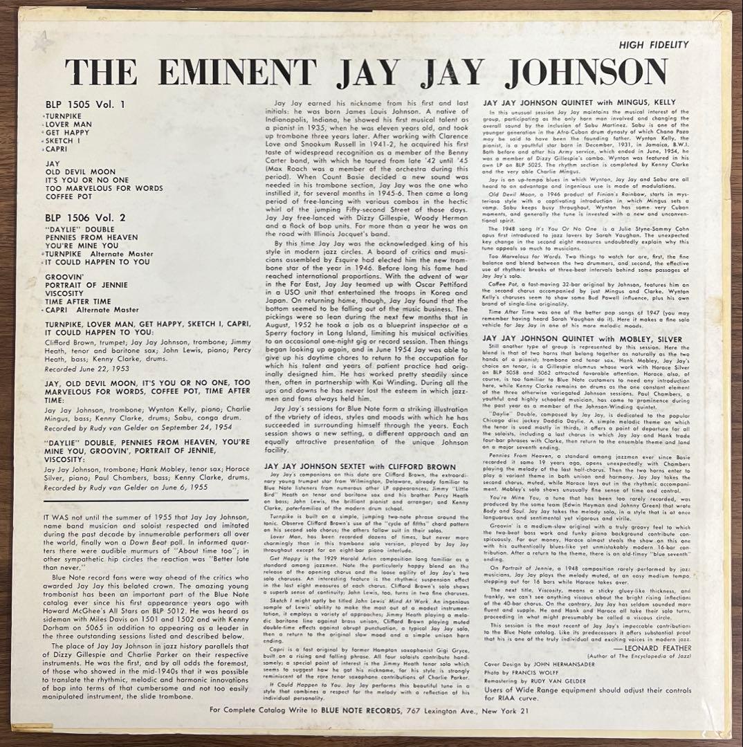 【LP/US盤】The Eminent Jay Jay Johnson Vol2