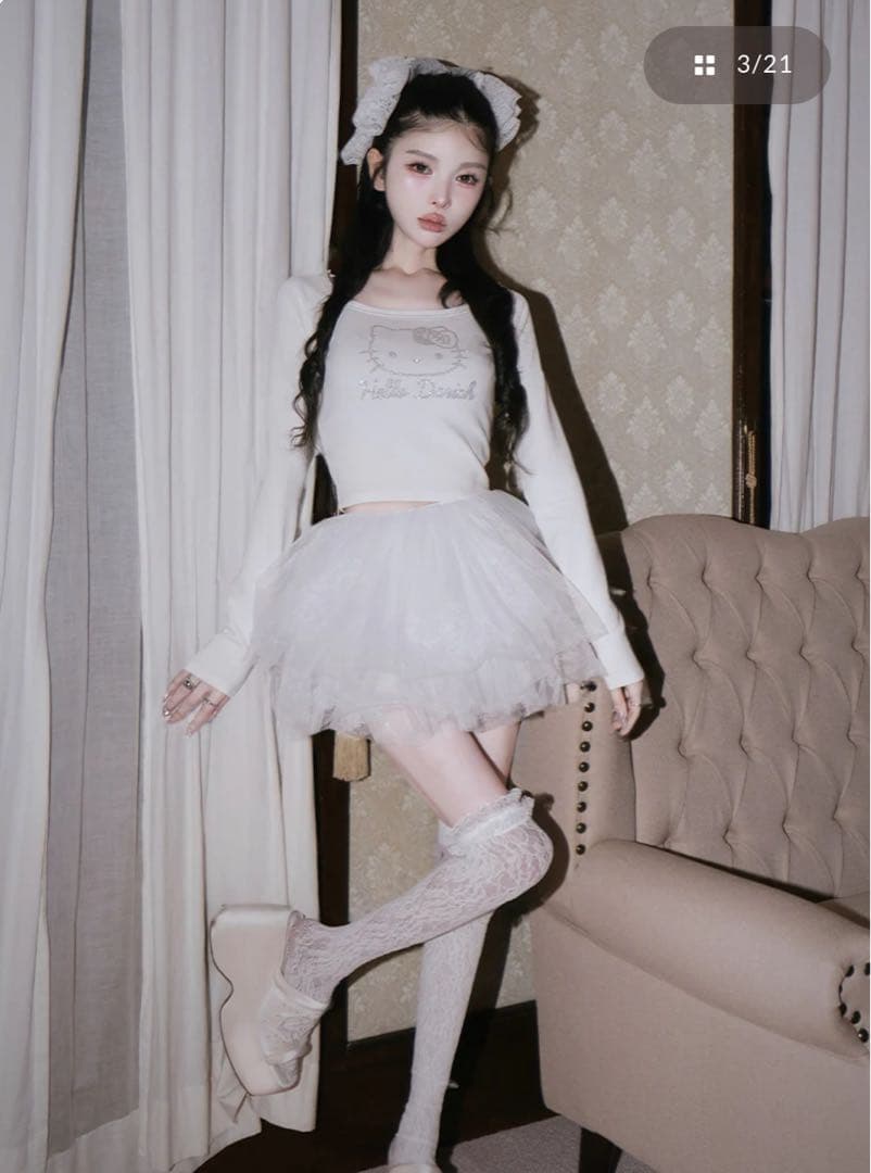 ra ダーリッチ Hello DarichコンパクトロングTシャツ 白