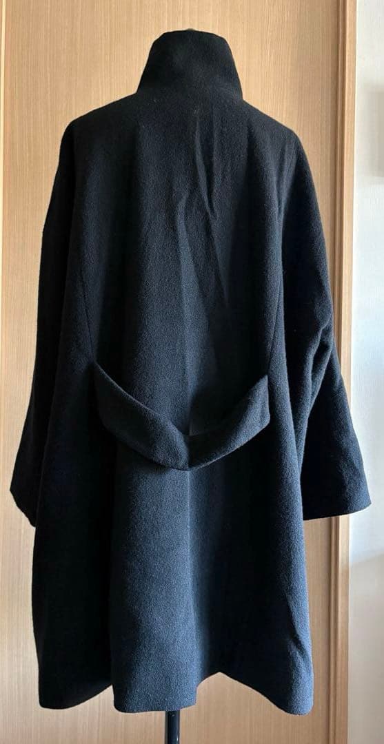 mizuiro ind 黒のウールコート スタンドカラー