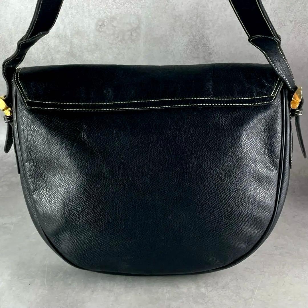 【美品】LOEWE ロエベ ショルダーバッグ アナグラム 1846 レザー 黒