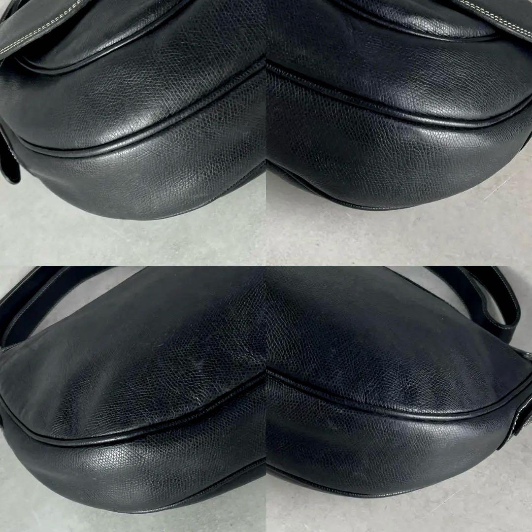 【美品】LOEWE ロエベ ショルダーバッグ アナグラム 1846 レザー 黒