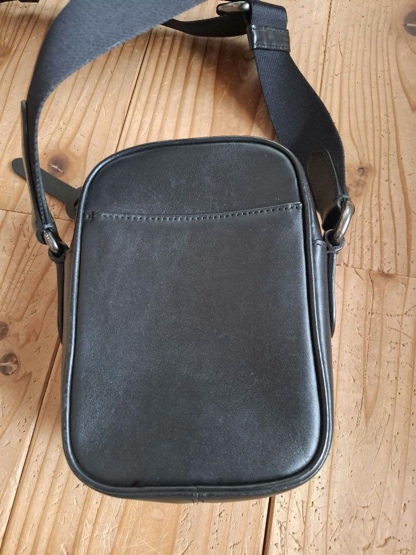 COACHテレインクロス ボディバッグ F72963 レザー 黒ショルダーバッグ