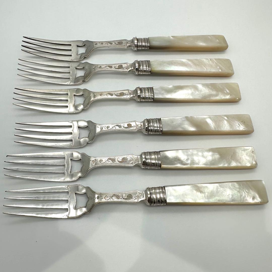 白蝶貝/マザーオブパール Sheffield Plateナイフフォーク12本