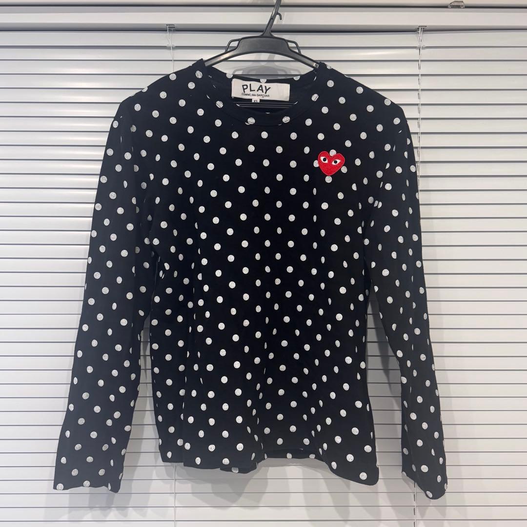 コムデギャルソン　Tシャツ 長袖 ロンT ブラック　ドット