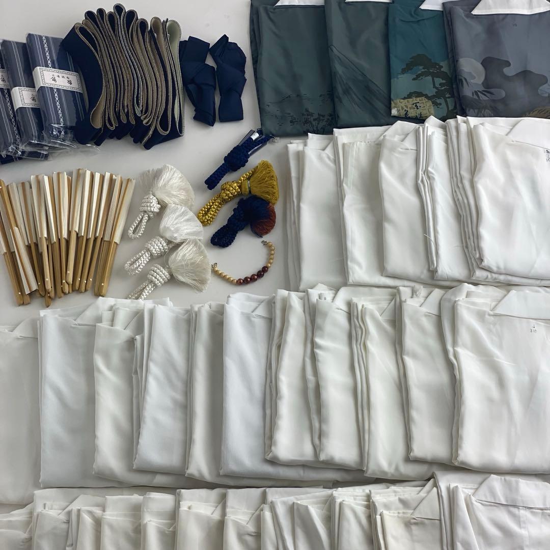 【在庫一掃セール】男性着物　紋付袴用　小物セット　長襦袢　羽織紐　扇子　角帯