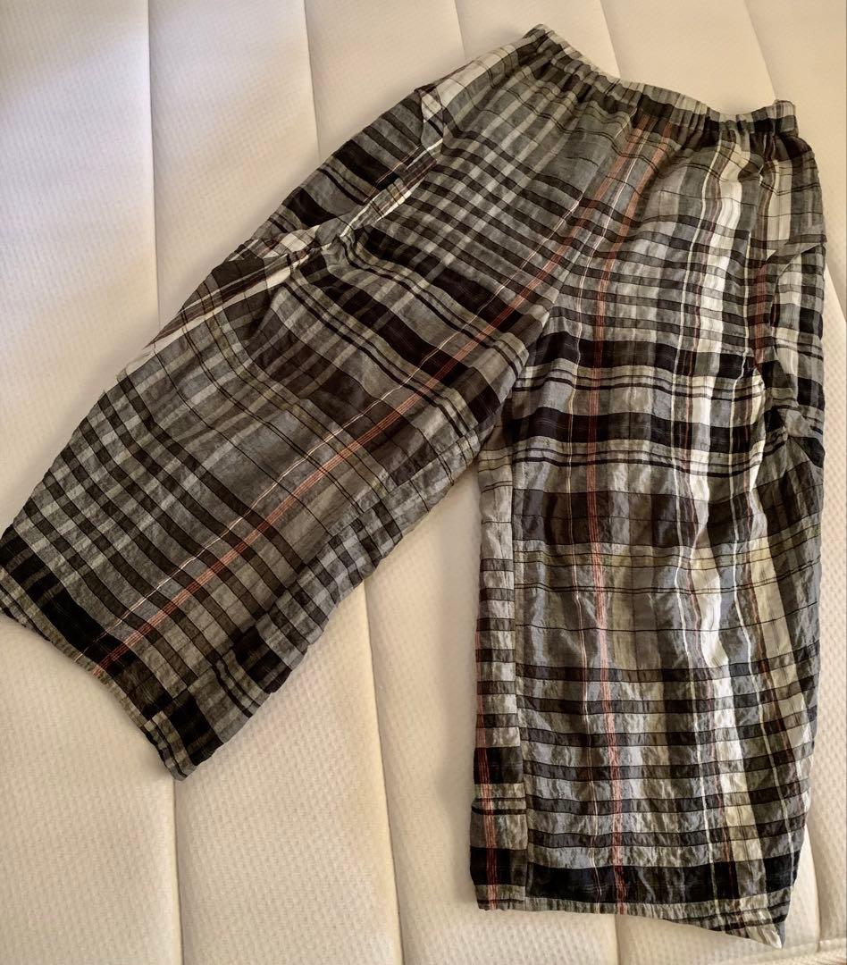 慈雨　チェック柄 サルエルパンツ ブラック グレー