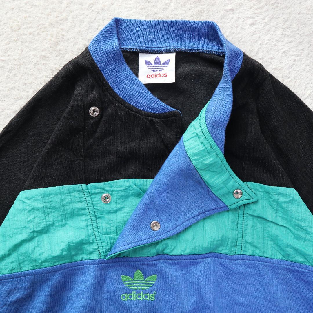 にょろ様　80s 90s adidas トレフォイル 刺繍スウェット L相当 ヴ