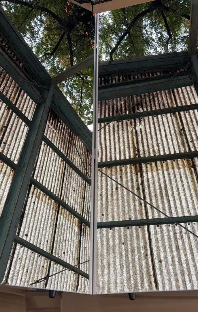 【中古】折り畳み 割れない鏡 ダンスミラー 60cmx2枚 銀 4番