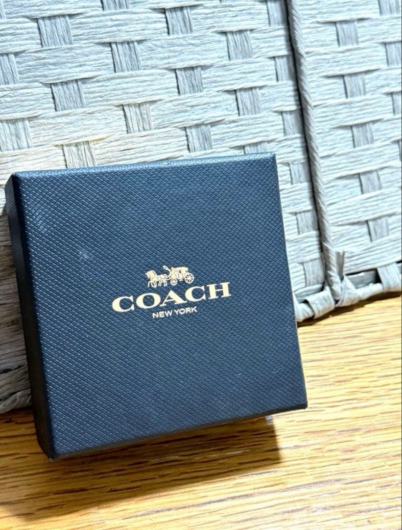 【美品・未使用】 COACH シルバーカッティングストーン付きネックレス 箱付き