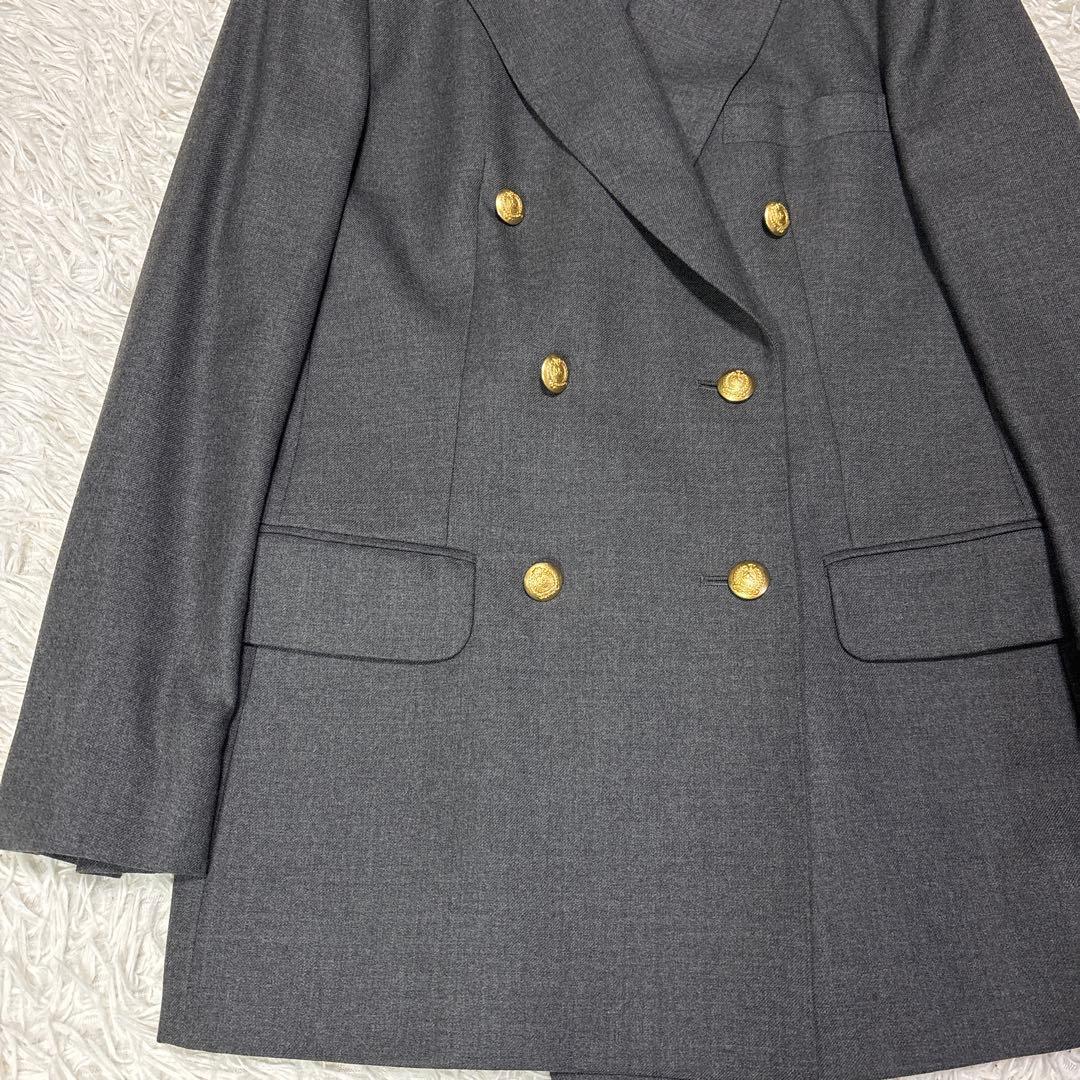 新品 バーバリーズ カシミヤ混 テーラード ジャケット 金ボタン M グレー