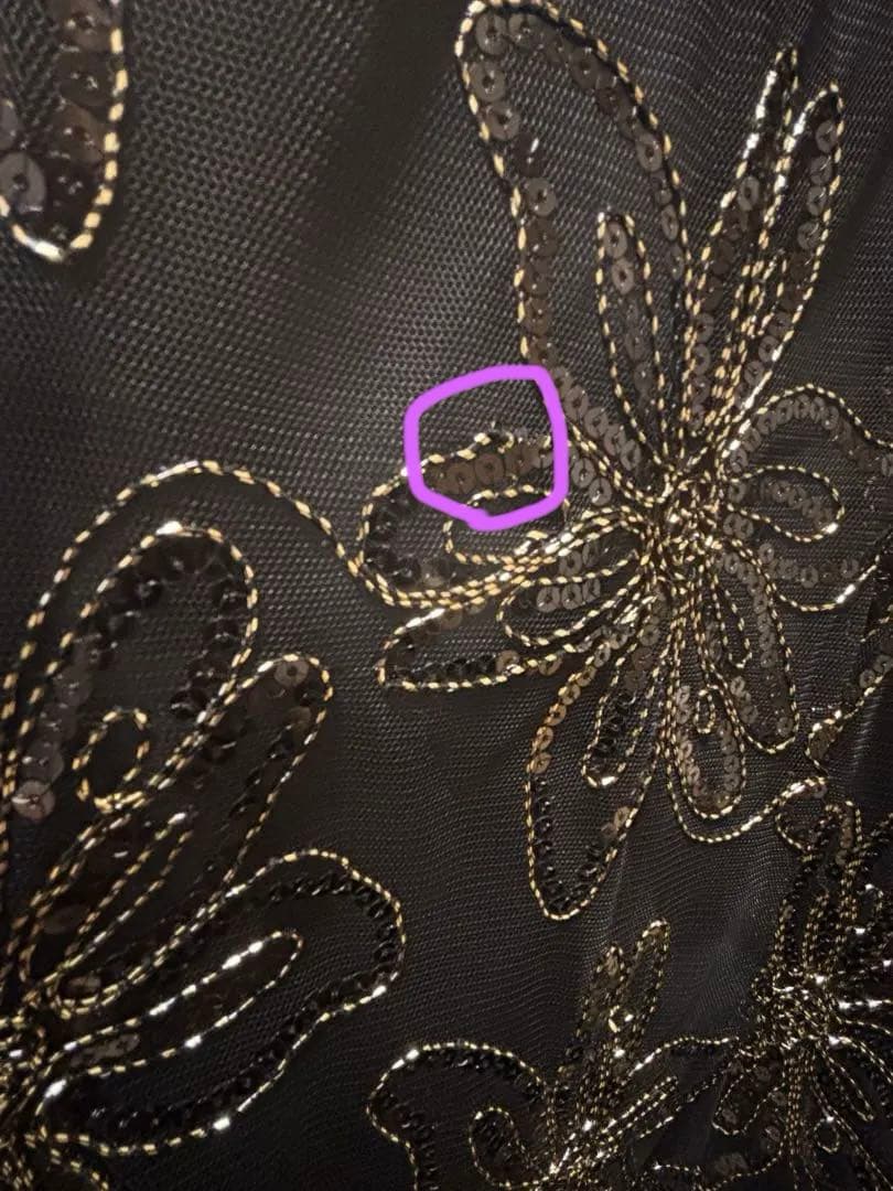 (クリーニング済)Leja スパンコールフラワーリボンチュールワンピースドレス