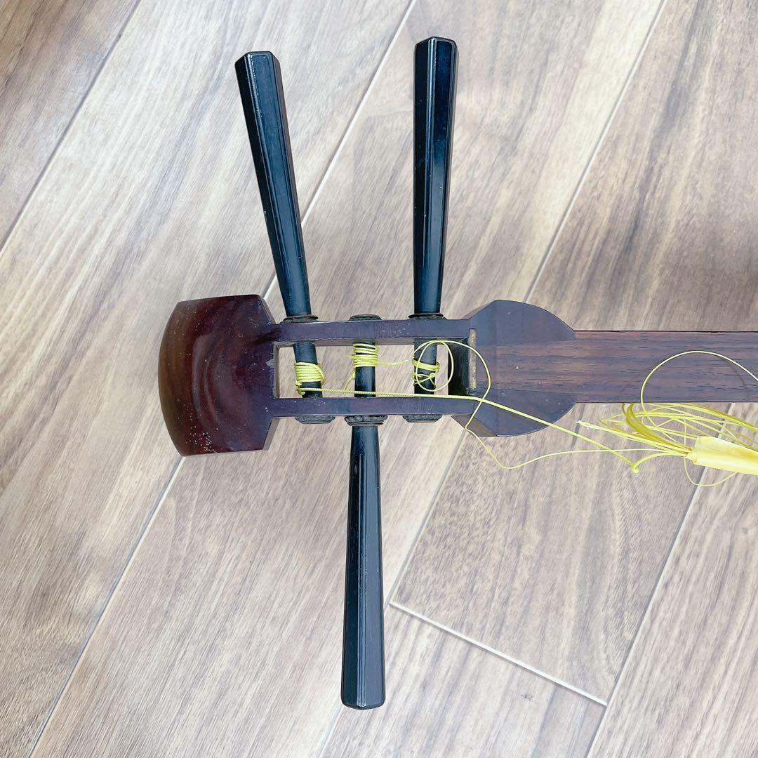 三味線 1本溝 紫檀 丸打胴 犬皮 和楽器 鳩胸　細棹