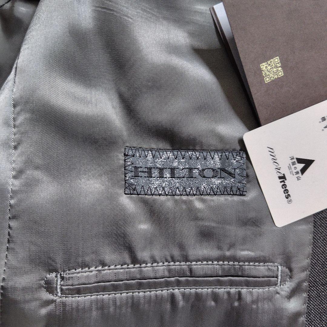 新品　現行　ヒルトン　セットアップ　スーツ　ストライプ　ワンポイント　シルク　L