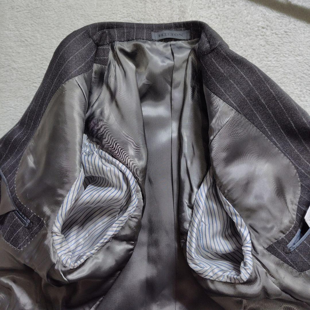 新品　現行　ヒルトン　セットアップ　スーツ　ストライプ　ワンポイント　シルク　L