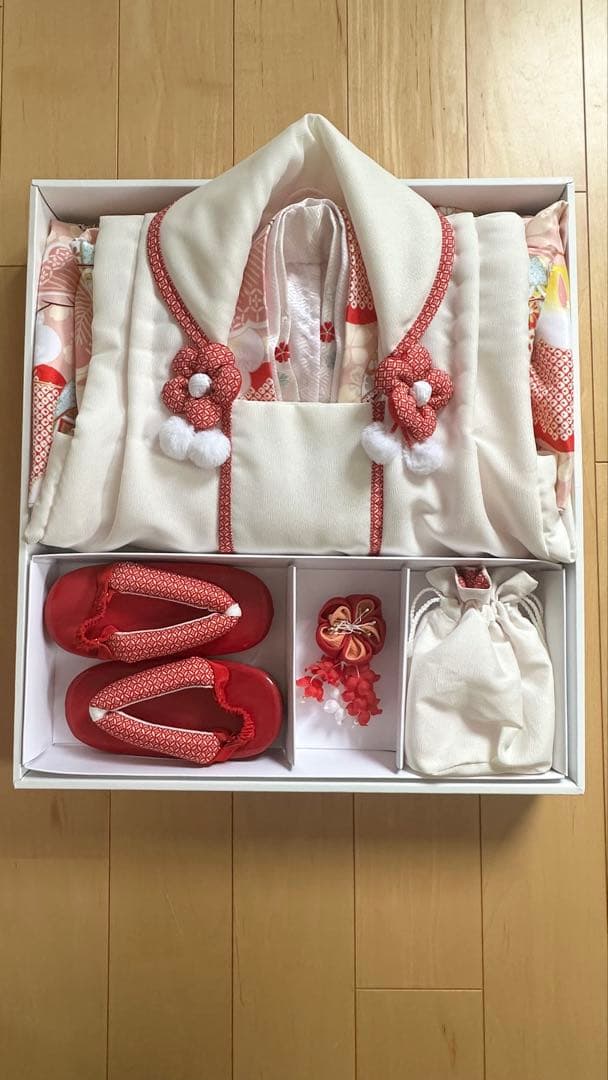 子供用着物セット 花柄刺繍　七五三　3歳　女の子　小町キッズ