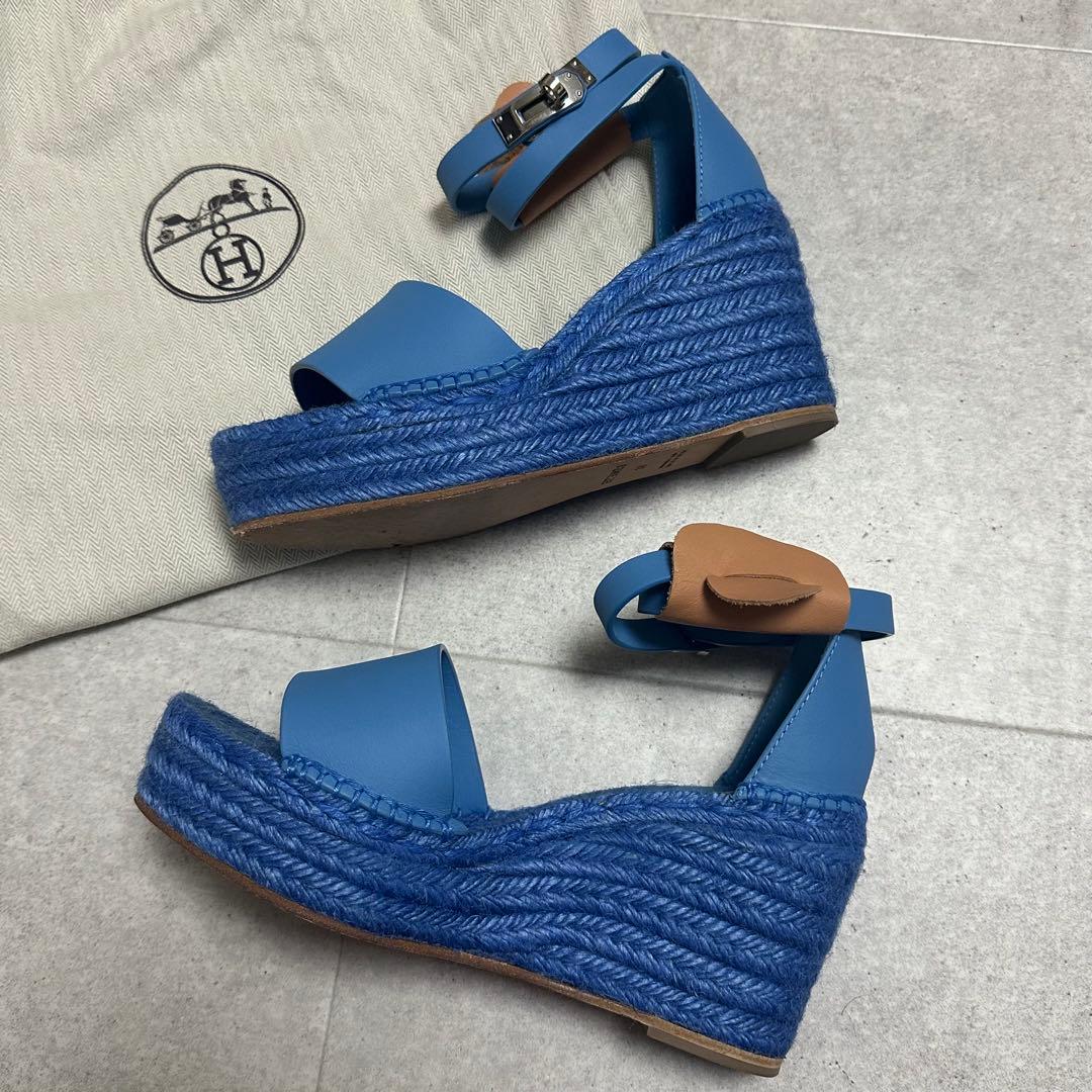 HERMES / ティヴォリ エスパドリーユ　ウェッジソール ケリー金具 38