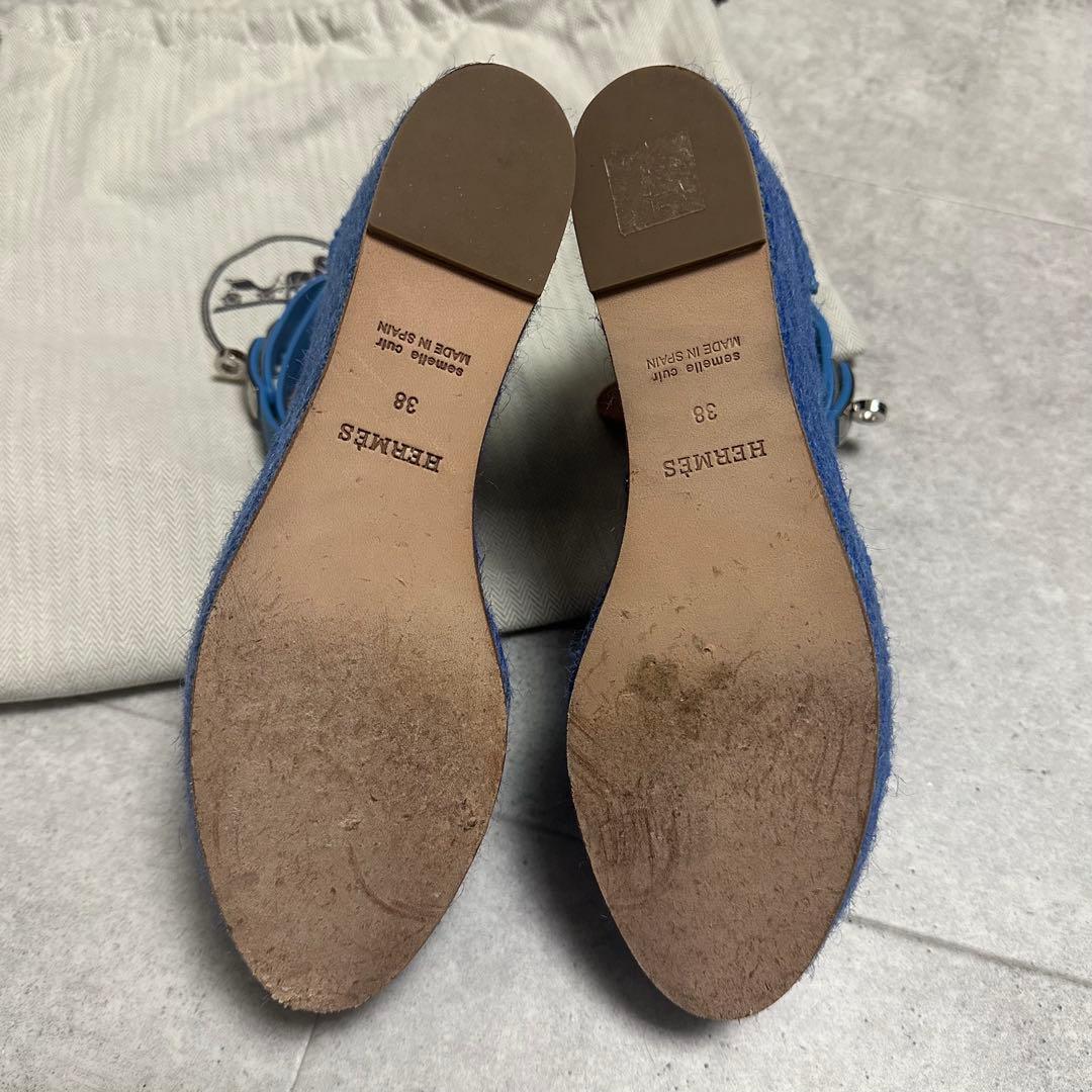 HERMES / ティヴォリ エスパドリーユ　ウェッジソール ケリー金具 38