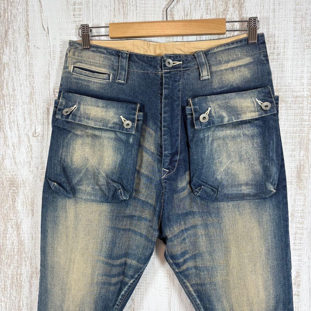 ネイタルデザイン G55 リアルダメージ フラップサルエル デニムパンツ