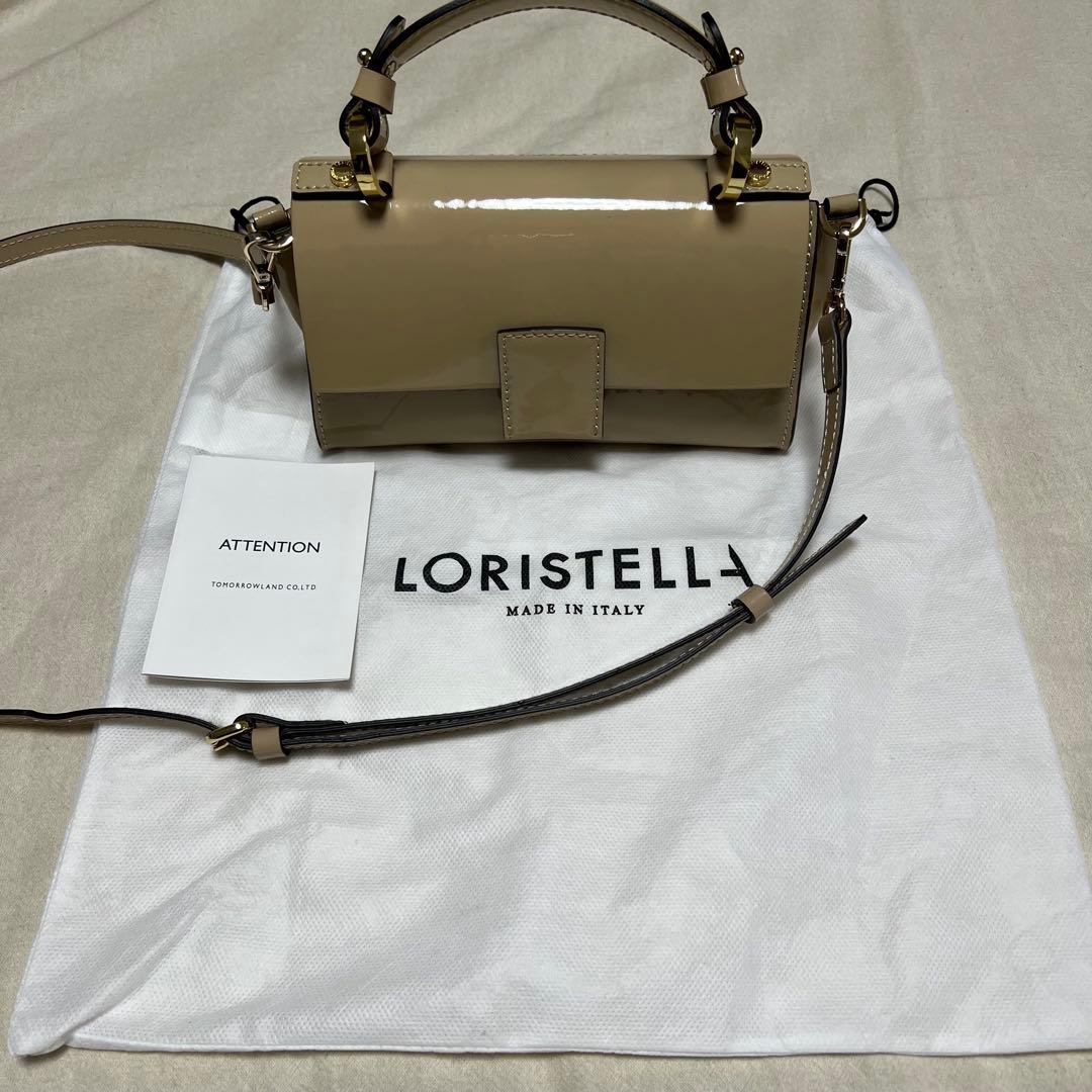 ロリステッラ　エナメルバッグ　ベージュ
