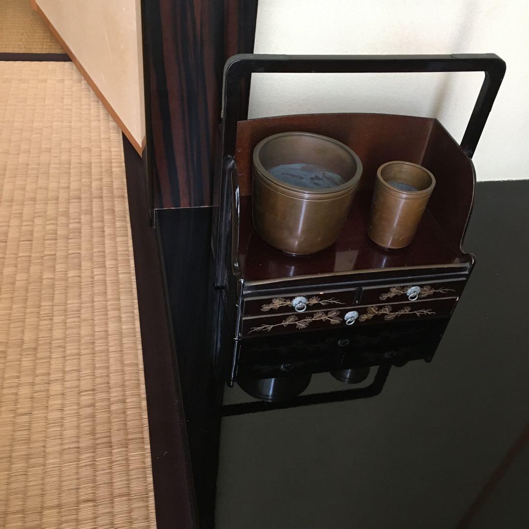 煙草盆　鶴　松蒔絵　茶道具　タバコ盆　アンティーク