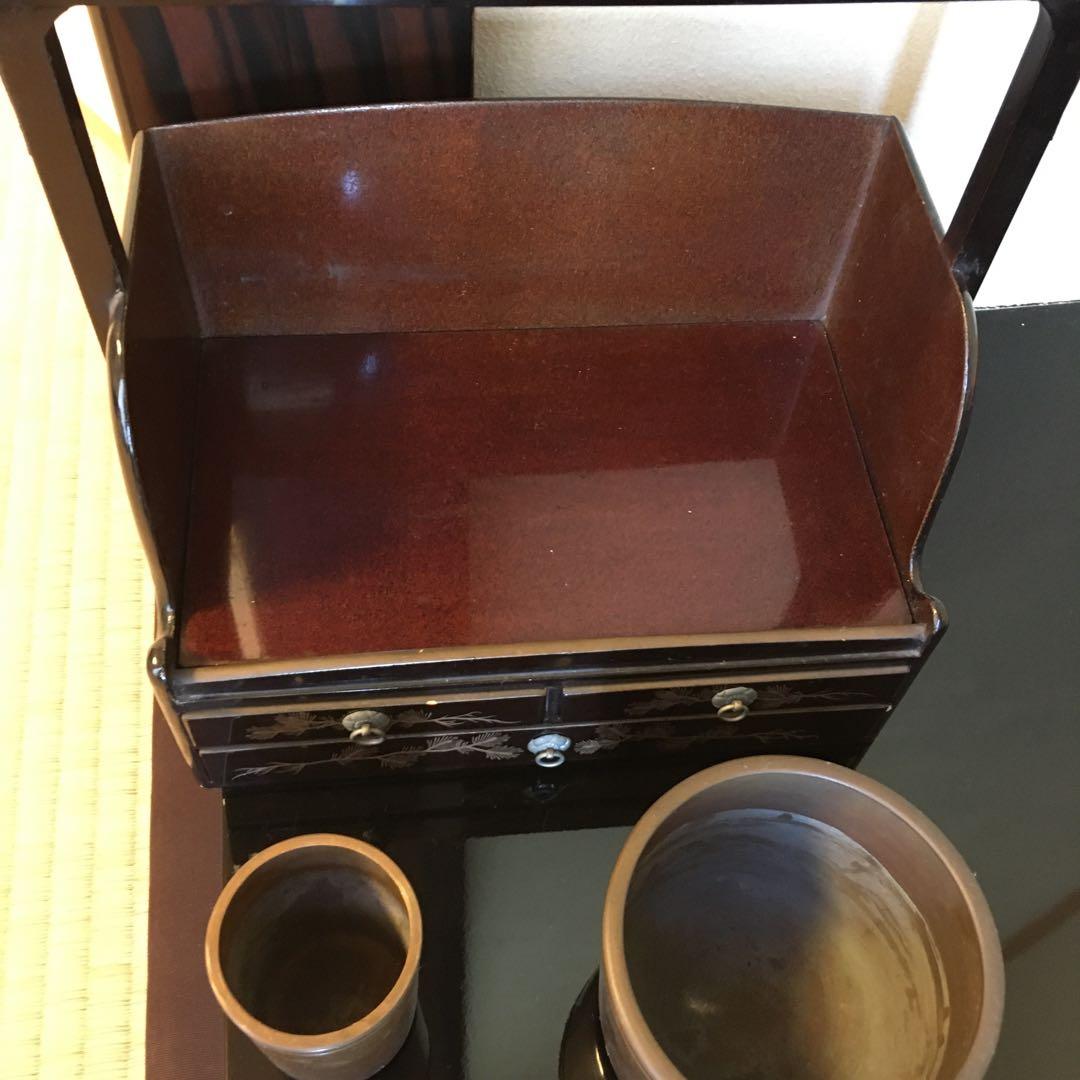 煙草盆　鶴　松蒔絵　茶道具　タバコ盆　アンティーク