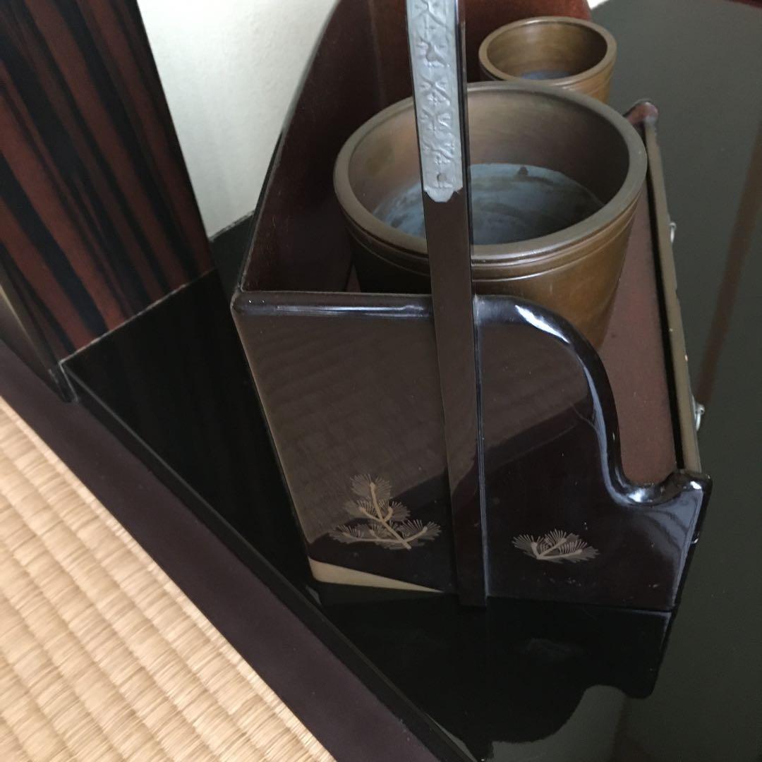 煙草盆　鶴　松蒔絵　茶道具　タバコ盆　アンティーク